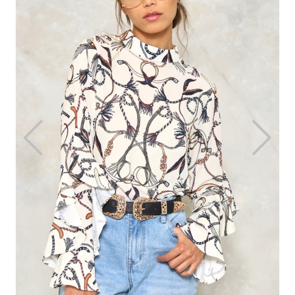 NastyGal Ruffle Sleeve Blouse